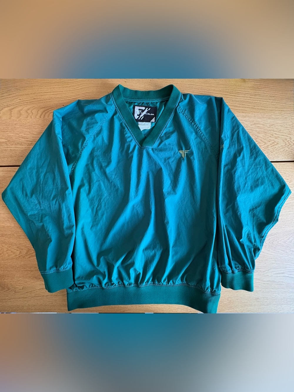 Vintage Tyrolia Sport Green V-Neck Windbreaker Pullover Jacket Mens XL 26x28
